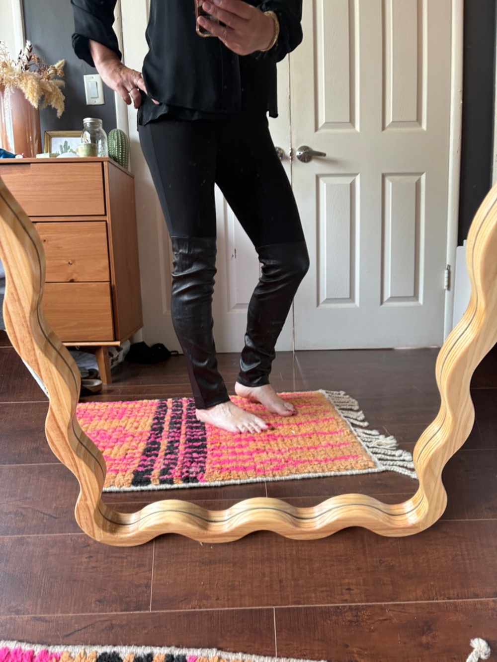 Vince Black Leggings with Leather Accents